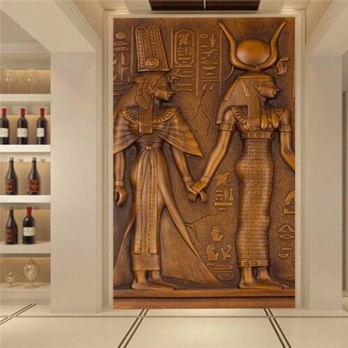 Custom Modern Art Wall Painting For Living Room 3D Ancient Egyptian Pharaoh Entrance Corridor Mural Wallpaper Papel De Parede 3D