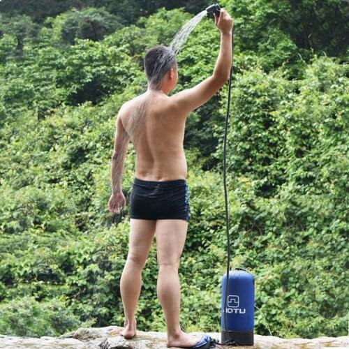 Outdoor Camping Bathing Water Bag Portable Pressure Shower Bag with Foot Pump Lightweight Inflatable Shower Camping Equipment