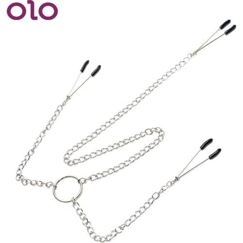 OLO Nipple Clamps With Chain Breast Clitoris Clips Nipple Stimulator Erotic Toys Adjustable Adult Games Sex Toys for Women