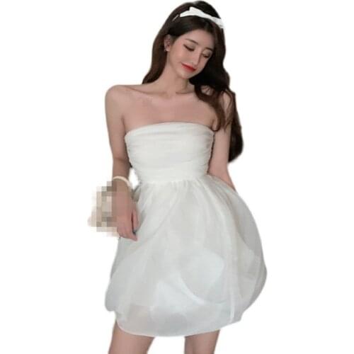 ZC3294 2021 summer new women fashion temperament elegant sexy show thin gauze short dress female cheap wholesale