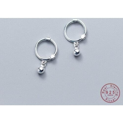 WANTME Charm Pop Genuine 100% 925 Sterling Silver Gloss Ball Bead Stud Earrings for Women Ear Clip Jewelry Best Gift for Girls