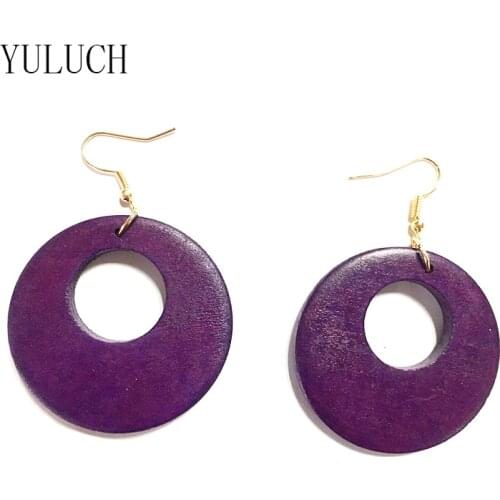 YULUCH personality New design Big handmade Natural wood earrings jewelry FOR girls
