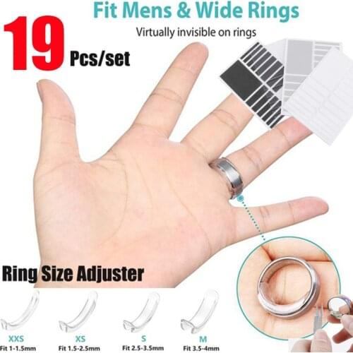 19PCS Silicone Invisible Ring Size Regulator Ring Size Adjusting Pad Spring Small Artifact Reducer Ring Sizer Fit Any Rings