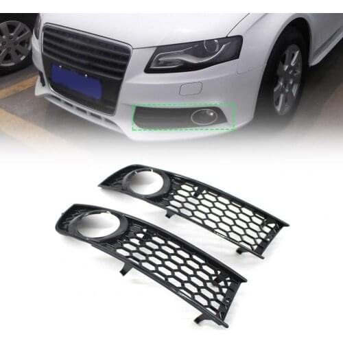 2Pcs Fog Lamp Bezels Wear-resistant Delicate ABS Light Bumber Grille 8E0807681 8E0807682 for Audi A4B6 2001 2002 2003 2004 2005