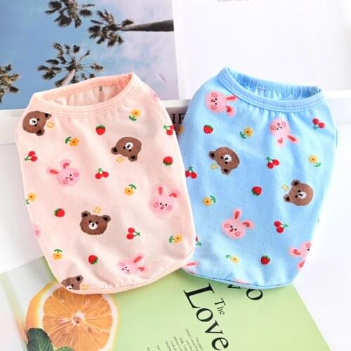 2021 Pure Cotton Dog Clothes Cherry Bunny Puppy Vest Cute Pet Sleeveless Bottoming Shirt Summer Thin Breathable Clothes