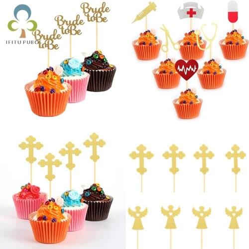 24pcs Party Paper Cup Simulation Cake Inserting Sign Arrangement Decoration Birthday Card Inserting Cake Decoration WYW