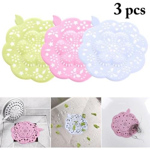 3PCS Kitchen Drain Covers Practical Flower Shaped Bathroom Sink Strainers Hair Catchers Shower Drain Hair Catcher Stopper
