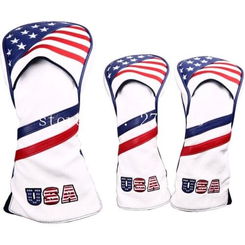 3pcs USA Stars and Stripes #1 driver #3 #5 fairway wood headcovers for golf driver FW club