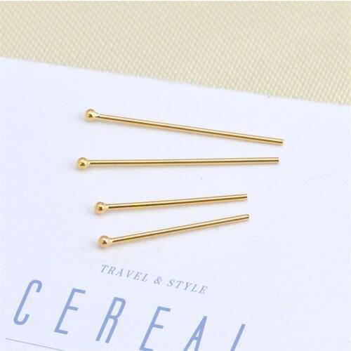 9 word ball needle Genuine 18K Yellow Gold T-type needle plug through hole plug making needle AU750 DIY Material Accessories
