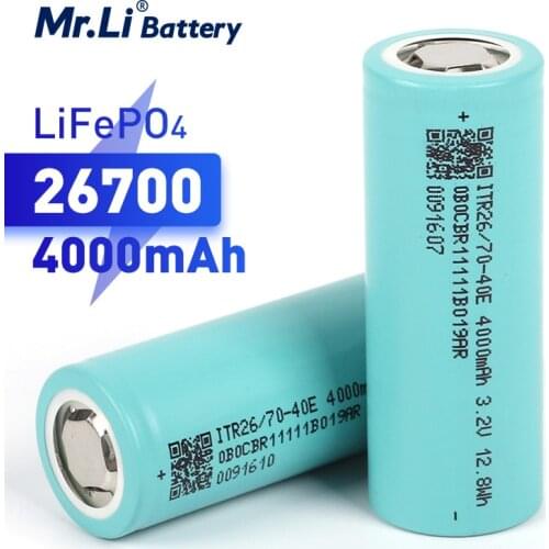 Lifepo4 3.2V 4000mAh Rechargeable 26700 26650 Battery Cell DIY Energy Storage Battery Pack Soalr System LED Flashlight EV RV