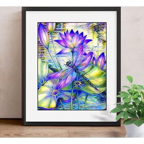 Diamond Mosaic Flowers Picture Of Rhinestones Lotus 5d DIY Diamond Painting Cross Stitch Decoration Home