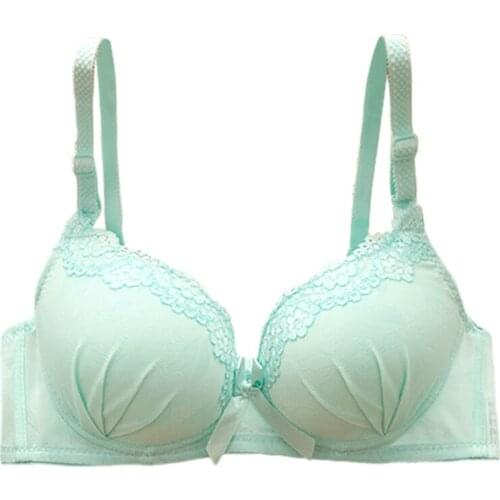 Women Solid Color Lace Sexy Push Up Bra No Steel Ring Push-up Adjustment Type Thin Small Chest Girls Underwear