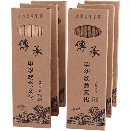 10 Pairs Of Household Loaded Wood Without Paint Waxing Japanese-Style Hotel Household Chopsticks