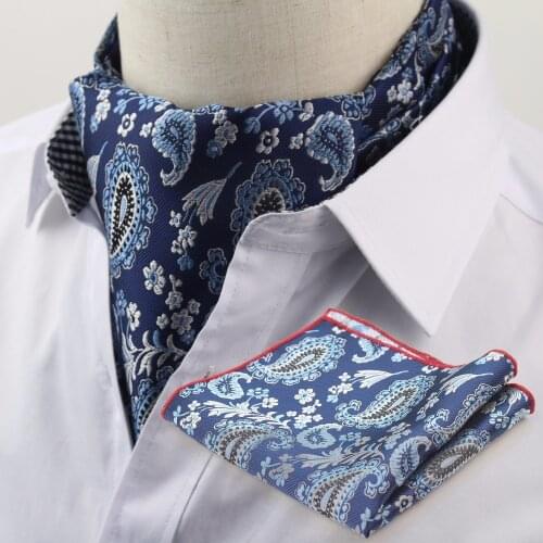 Cravat Pocket Square Set Formal Necktie Handkerchief Ascot Scrunch Self Polka Dot Gentleman Polyester Silk Neck Tie