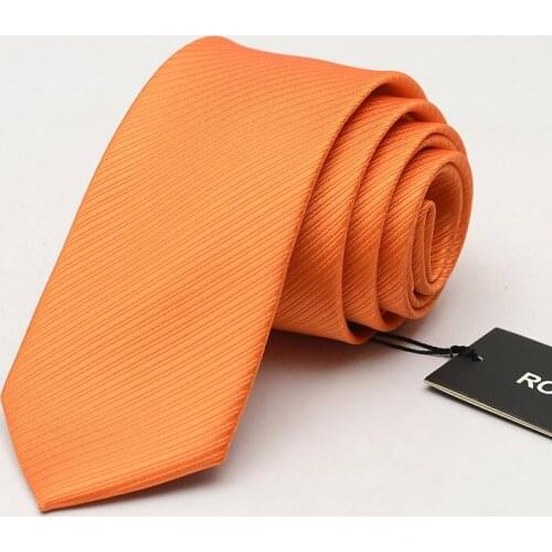 6cm Ties for Men Silk Wedding Tie Mens Casual Necktie Skinny Brand Groom Neckties Orange Striped Slim Ties wish Gift Box