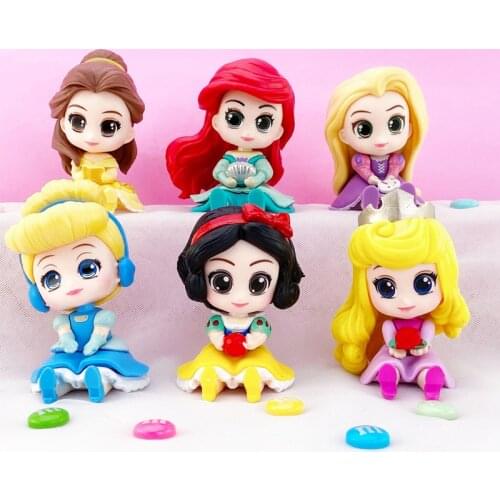 Disney Anime Cartoon Cinderella Sleeping Beauty Snow White Mermaid Ariel Belle Pvc Figure Model Toy