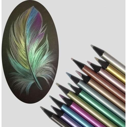 12/18 Color Metallic Colours Pencil Fluorescent neon Color Lead DIY Painting Coloring Pen Student Stationery Office Supplies