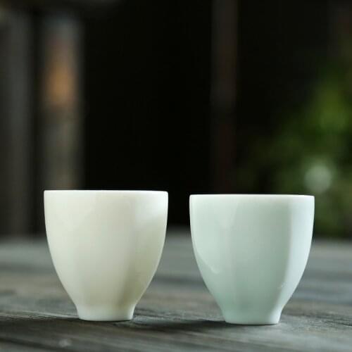 White Jade Porcelain Celadon Kung Fu Ceramic Tea Cup Chinese Ceramic Whiteware Teacup Master Cup Single Cup Tea Cup Teacups