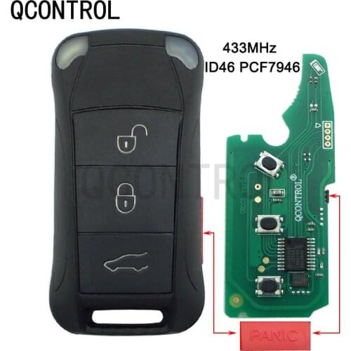 QCONTROL 3+1/4 Buttons Flip Remote Car Key Fob 433MHz PCF7946A For Porsche Cayenne 2004 2005 2006 2007 2008 2009 2010 2011