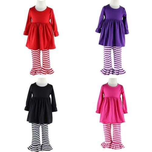 Cute Clothes Wennikids Spring & Autumn New Big Girls Clothing Sets Cotton Ruffle Kids Clothes Children Pant Set 6-12 years
