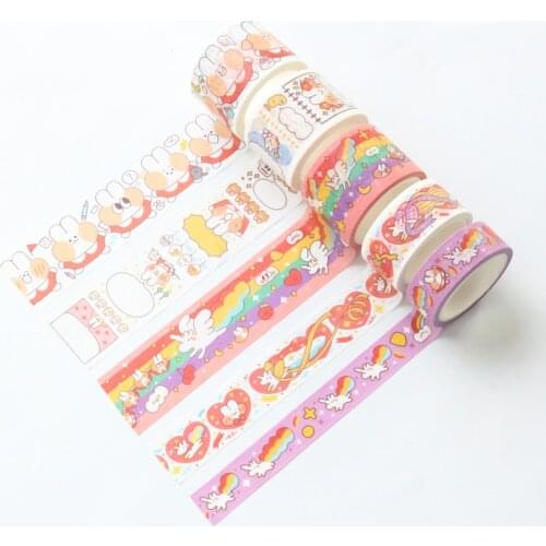 Domikee cute kawaii Japanese cartoon school student masking washi tape roll kids DIY decoration masking tape for diary planner