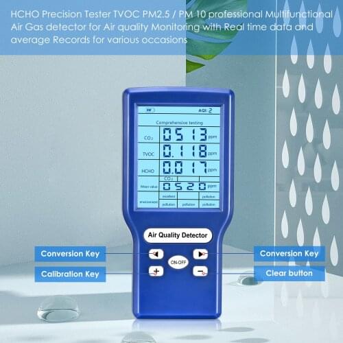 Air Quality Monitor Accurate Tester for CO2 Formaldehyde(HCHO) TVOC ppm Meters Mini Carbon Dioxide Detector Gas Analyzer