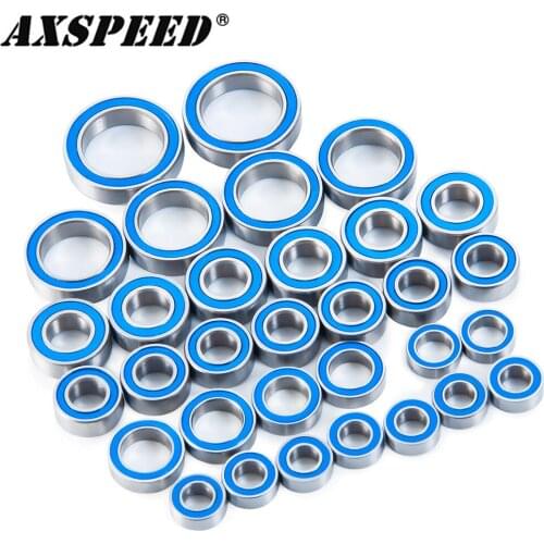 AXSPEED 32PCS/Set Steel Ball Bearing Kit for Redcat Gen8 & AXE Edition & International Scout II Rubber Sealed Blue Bearing Parts