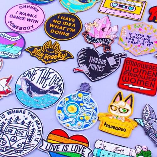 Punk Knife Heart Embroidered Patches For Clothing Whale Patch For Clothing Iron On Patches On Clothes Embroidery Clothing Patch
