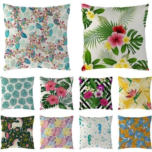 Bird Green Leave Cotton Linen Cushion Cover Flower for Sofa Decor Travel Pillow Cover Cushion Covers 45x45cm Home Decor 1574