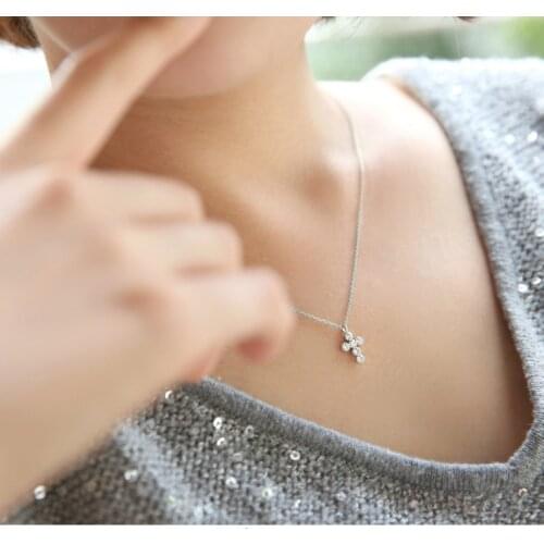 New 925 Sterling Silver Zircon Cross Necklaces Pendant Fashion Sterling Silver Jewelry Statement for Women Bijoux