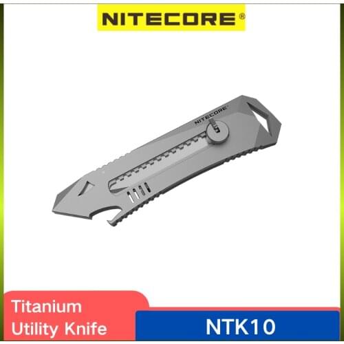 Original NITECORE NTK10 Titanium Utility Knife Silver Retractable Glass Breaker Multi-Functional Tool For Outdoor Self-defense