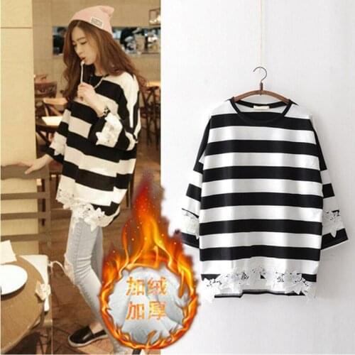 Plus not falling down 2019 new maternity dress autumn and winter wear pregnant women plus velvet sweater top