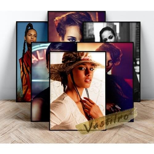Alicia Keys Poster, America Singer Alicia Keys Wall Art, Music Female Star Wall Picture, Cool Girl Portrait Painting, Fans Gift
