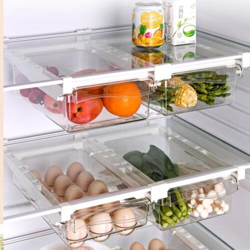Kitchen Refrigerator Transparent Organizer Bin Storage Box Compartment Drawer Fridge Egg Vegetable Storage Bin Containers Rack