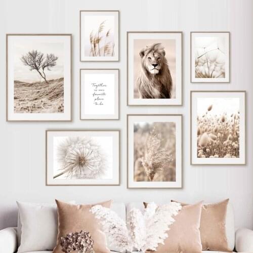 Self-adhesive Wall Stickers Quote Dry Tree Beige Wall Art Painting Wallpapers Nordic Posters Prints Wall Pictures Room Decor