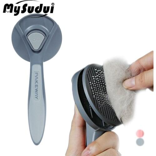 Self Cleaning Cat Dog Comb Tool Pet Hair Remover Brush Metal Needle Massage Grooming Deshedding Brush Cleaning Short Long Hair