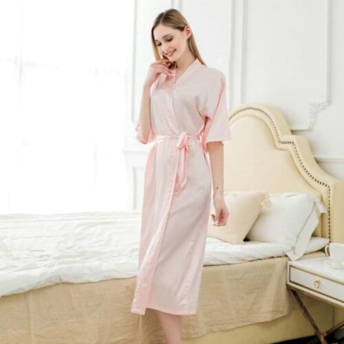Sexy Robe Underwear Women Bathrobe Women Robe Silk Satin Dress Pajamas Womens Bath Robes Sleepwear Ladies Long Gowns Black