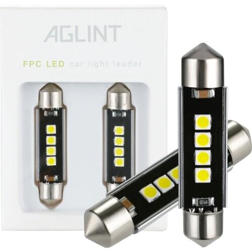 AGLINT 2PCS Festoon LED Bulbs 41mm 42mm C5W C10W Car LED Dome Light Canbus No Error Interior Reading Map Lamp White 6000k 12V