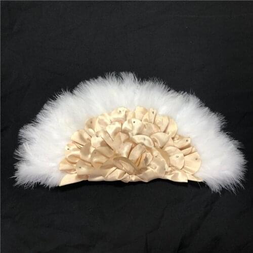 African Nigerian Party feather handfan with stones feather fan for bride high quality feather fan for ladies party