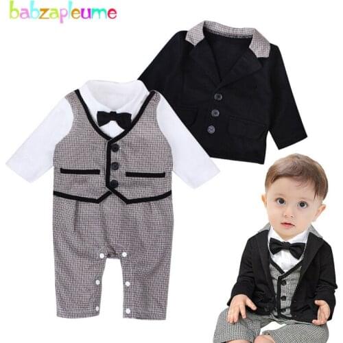 Spring Autumn Newborn Rompers For Baby Boys Clothes Set Gentleman Baby Suits Fashion Jacket+Jumpsuit Infant Clothing 2PCS BC1416