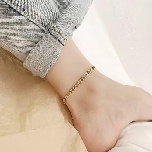 Stainless Steel Waterproof Gold Silver Color Beach Anklet Jewelry Foot Bracelet Women Leg Link Barefoot Wholesale Free Delivery