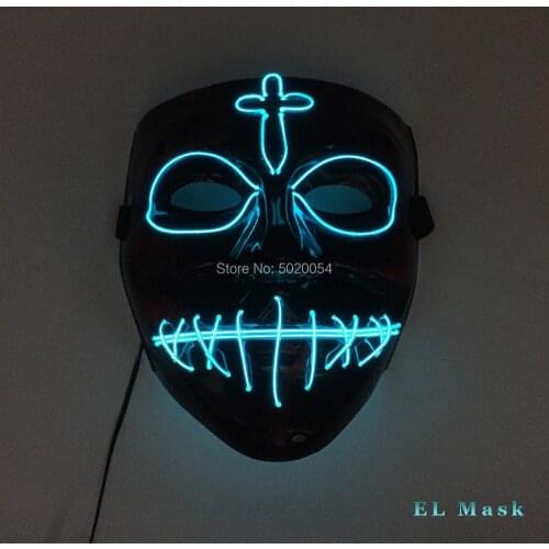 High-grade DC-3V EL driver 10 Colors EL Scary glowing Mask Halloween Rave Party LED Mask For Night Club Bar