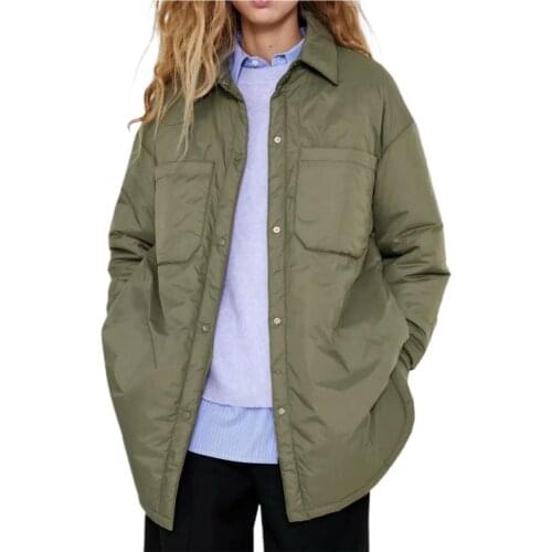 Womens jacket Autumn/Winter Turn-Down Collar Women Buttons Closure Big Pockets Shirt Jacket Outerwear
