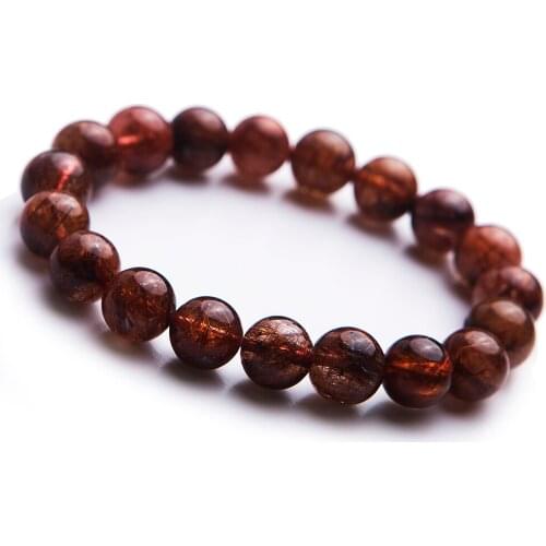 Genuine Natural Copper Hair Rutilated Quartz Crystal Stone Beads Women Man Bracelets 10mm
