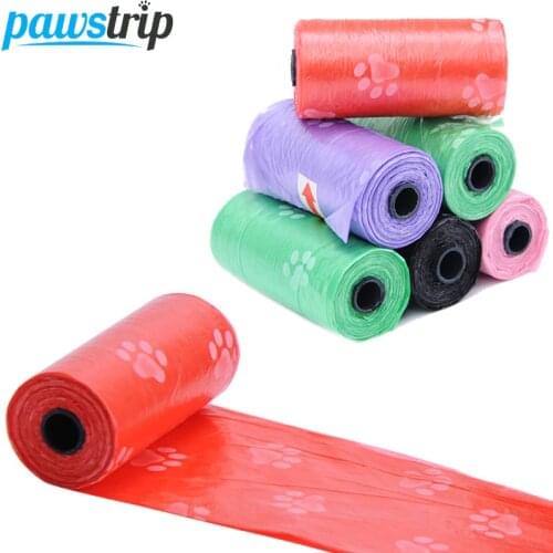 1Roll 15pcs Pet Waste Poop Bags Degradable Dog Waste Bags Dog Garbage Clean-up Bag PE Puppy Cat Poop Cleaning Dog Pooper Bag