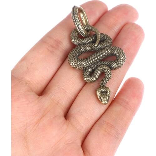 1pc Handmade Key Chain Brass Metal Snake Shape Keychain Fashion Animal Key Ring HandBag Pendant Outdoor Small Accessories