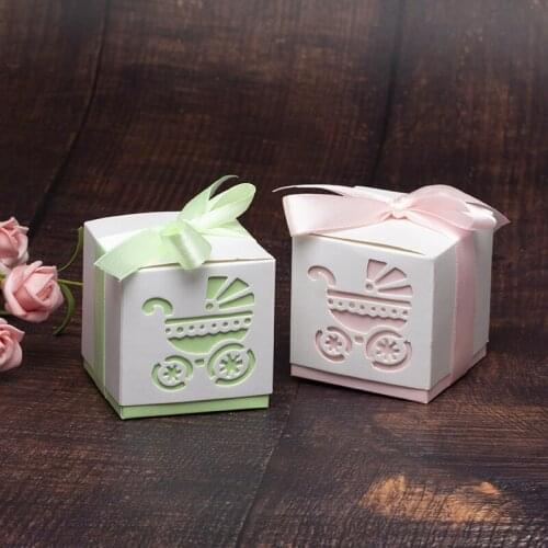 10pcs Baby Carriage Shape Gift Bag Box for Party Baby Shower Paper Chocolate Boxes Package/Wedding Favours candy Boxes