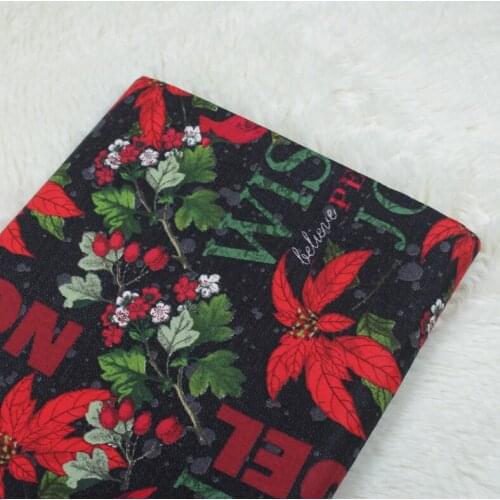 100% Plain Cotton viaPhil Christmas Green Red Leaf Bird Letter Flower Printed Fabric Musical Note Fabric Patchwork Home Decor