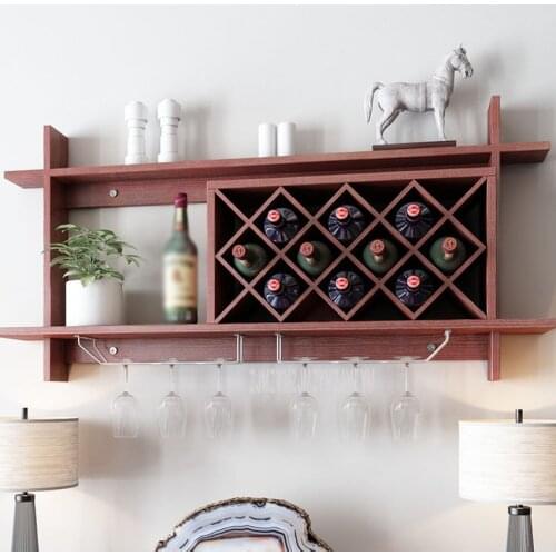 120cm Wall Mounted Restaurant Wine Rack Wood Wall Hanging Champagne Red Wine Bottle Shelf Decoration For Home Living Room