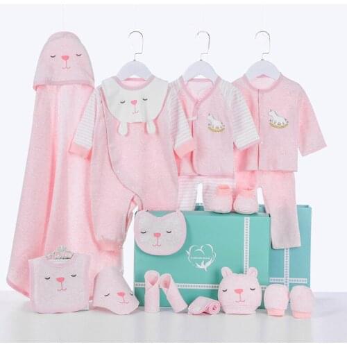 17PCS Baby Boy Clothes Sets Unisex Cotton Newborn 0-12M Baby Gift Sets Full Sleeve No Box Baby Gorls Clothes Print Ropa Bebe